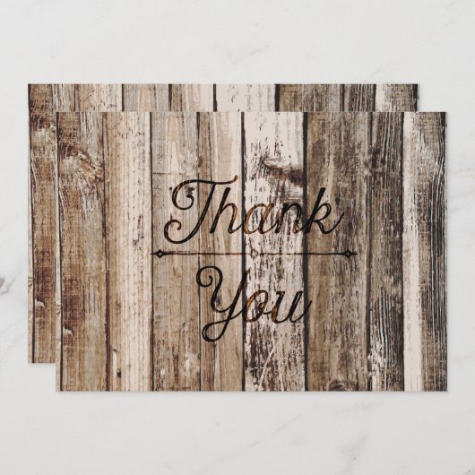 Rustieke houten planken dank u bedankkaart (Voorkant / Achterkant)