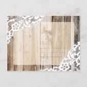 Rustieke houten planken en kant Save the Date Aankondigingskaart (Achterkant)