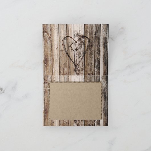 Rustieke houten planken hart etsen dank u kaart (Binnen)
