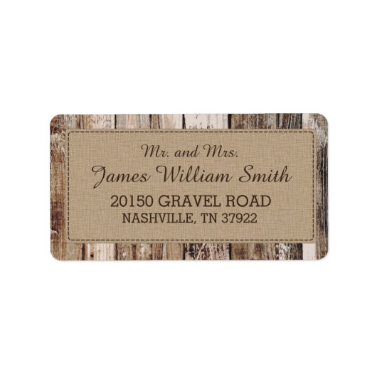 Rustieke Houten Planken Land Western Bruiloft Labe Etiket (Voorkant)