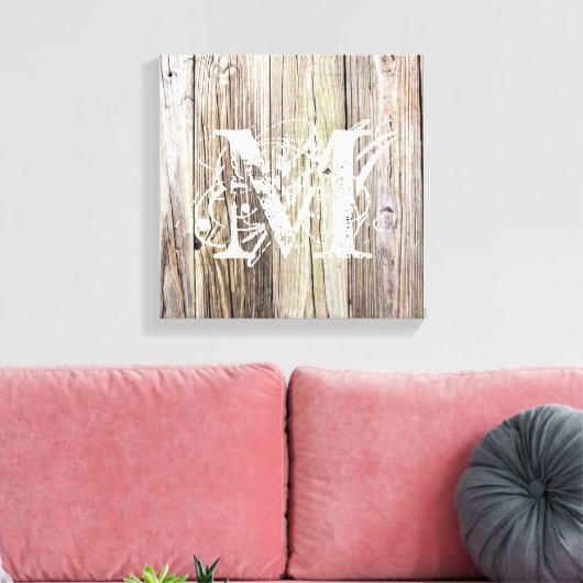 Rustieke houten planken met monogram canvas afdruk (Insitu (Woonkamer))