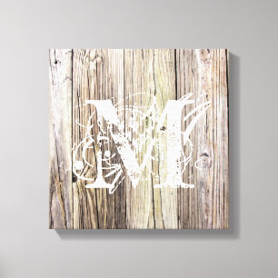 Rustieke houten planken met monogram canvas afdruk