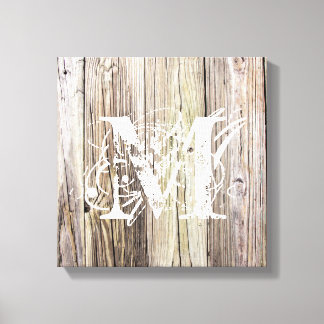 Rustieke houten planken met monogram canvas afdruk