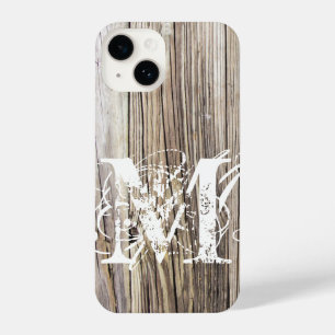 Rustieke houten planken met Shabby Chic Monogram iPhone 14 Hoesje
