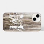 Rustieke houten planken met Shabby Chic Monogram iPhone Hoesje (Achterkant horizontaal)