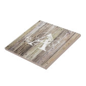 Rustieke houten planken met Shabby Chic Monogram Tegeltje (Zijkant)