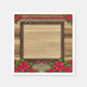 Rustieke Houten Poinsettia Bloemen Lijst Decoupage Servet (Voorkant)