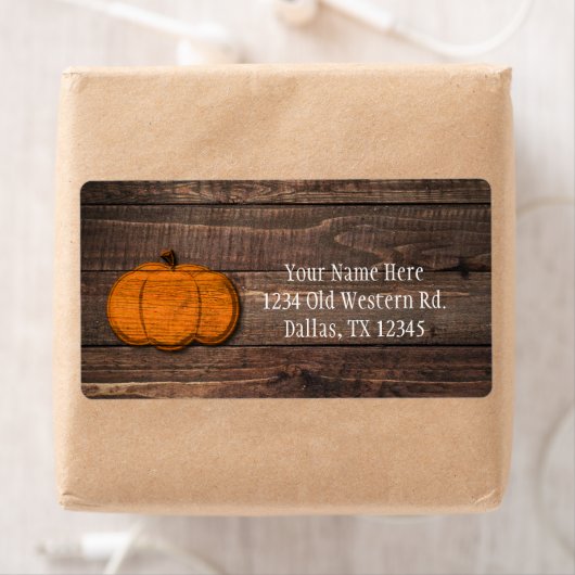 Rustieke Houten Pompoen Halloween Najaarsuitnodigi Etiket (Insitu)