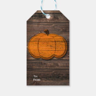 Rustieke Houten Pompoen Landelijk Halloween Herfst Cadeaulabel