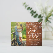 Rustieke houten pot lampjes penseelscript Sla de d Briefkaart (Staand voorkant)