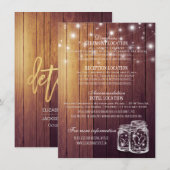 Rustieke houten pot met verlichting bruiloft kaart (Voorkant / Achterkant)