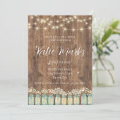 Rustieke Houten Pot & Sprookjeslichtjes Bruidsdouc Kaart (Staand voorkant)