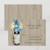 Rustieke Houten Pot & Wilde Bloemen RSVP Kaart (Voorkant / Achterkant)
