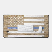 Rustieke houten print dunne blauwe lijn USA-vlag m Bureaumat (Keyboard & Muis)