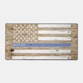 Rustieke houten print dunne blauwe lijn USA-vlag m Bureaumat (Voorkant)