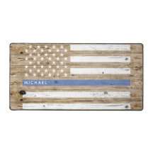 Rustieke houten print dunne blauwe lijn USA-vlag m