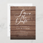 Rustieke Houten QR Code Script Save the Date Briefkaart (Voorkant / Achterkant)