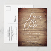 Rustieke Houten QR Code Script Trouwkaart Bewaar d Briefkaart (Voorkant / Achterkant)