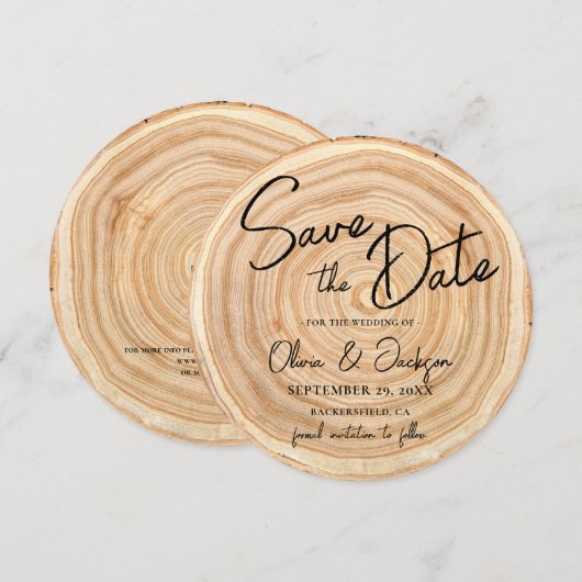 Rustieke Houten QR Code Trouw Save the Date Kaart (Voorkant / Achterkant)