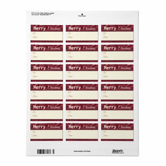 Rustieke houten rendieren rood vrolijk kerstcadeau etiket (Full Sheet)