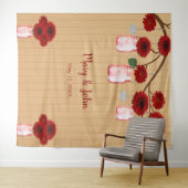 Rustieke Houten Rode Bloemenvazen Fotobackdrop Wandkleed (In Situ (horizontaal))