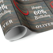 Rustieke Houten Rode Wijn 60e Verjaardag Cadeaupapier (Rol Hoek)