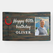 Rustieke Houten Rode Wijn 60e Verjaardag Foto Acht Spandoek (Horizontaal)