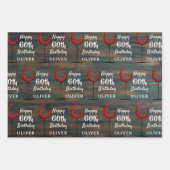 Rustieke Houten Rode Wijn 60e Verjaardag Inpakpapier Vel (Voorkant)