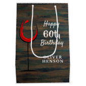 Rustieke Houten Rode Wijn 60e Verjaardag Medium Cadeauzakje (Achterkant)