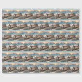 Rustieke houten roeiboot op een strand cadeaupapier (Vlak)