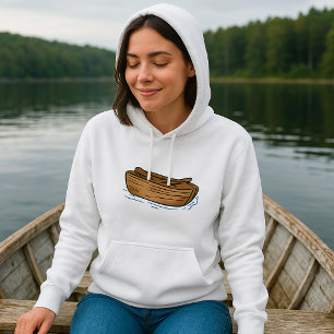 Rustieke Houten Roeiboot op Water Hoodie