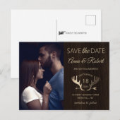 Rustieke houten Roos gouden geweien foto opslaan v Uitnodiging Briefkaart (Voorkant / Achterkant)