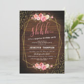 Rustieke Houten Roze Bloem Surprise Verjaardagsfee Kaart (Staand voorkant)