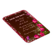 Rustieke Houten Roze Bloem Vlinder Save The Date Magneet (Rechterzijde)