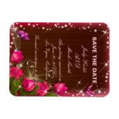 Rustieke Houten Roze Bloem Vlinder Save The Date Magneet (Horizontaal)