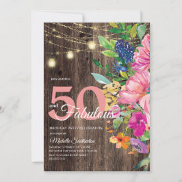 Rustieke houten roze bloemenslingerlampjes 50 Fabu Kaart