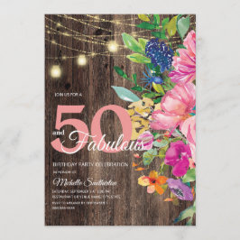 Rustieke houten roze bloemenslingerlampjes 50 Fabu Kaart