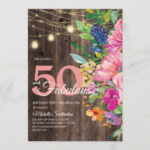 Rustieke houten roze bloemenslingerlampjes 50 Fabu Kaart