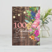 Rustieke houten roze bloemenslingerlichtjes 100 Fa Kaart (Staand voorkant)