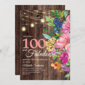 Rustieke houten roze bloemenslingerlichtjes 100 Fa Kaart (Voorkant / Achterkant)