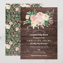 Rustieke houten roze bloemensurprise baby shower