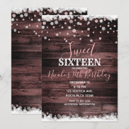 Rustieke Houten Roze Roos Besneeuwde Winter Sweet  Kaart