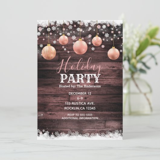 Rustieke Houten Roze Rozen Gouden Sieraden Vakanti Kaart (Staand voorkant)