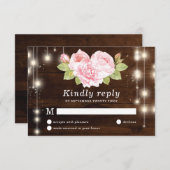 Rustieke houten Rozen bruiloft RSVP Kaartje (Voorkant / Achterkant)