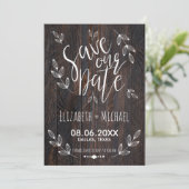 Rustieke houten Save our Date witte typografie blo Save The Date (Staand voorkant)