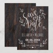 Rustieke houten Save our Date witte typografie blo Save The Date (Voorkant / Achterkant)