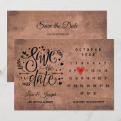 Rustieke Houten Save the Date Kalender Rode Hart Kaart (Voorkant / Achterkant)