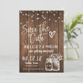 Rustieke houten Save the Date met Metselwerkpotten Kaart (Staand voorkant)