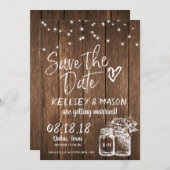 Rustieke houten Save the Date met Metselwerkpotten Kaart (Voorkant / Achterkant)
