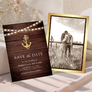 Rustieke Houten Scheepsanker Lichtjes Bruiloft Save The Date